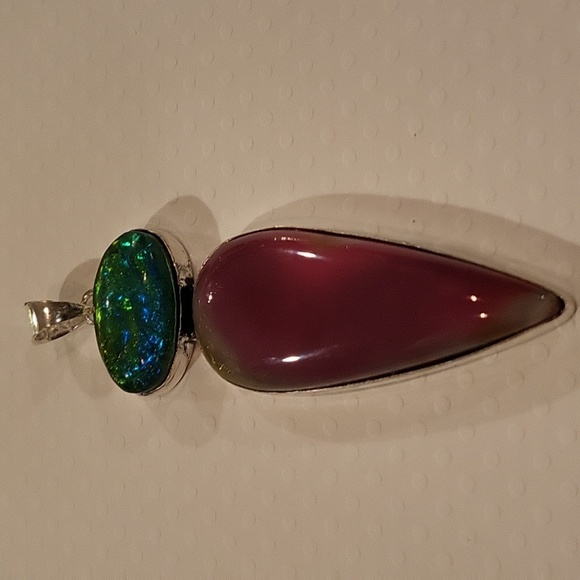 Botswana Agate & Triplet Opal Pendant - Picture 4 of 6